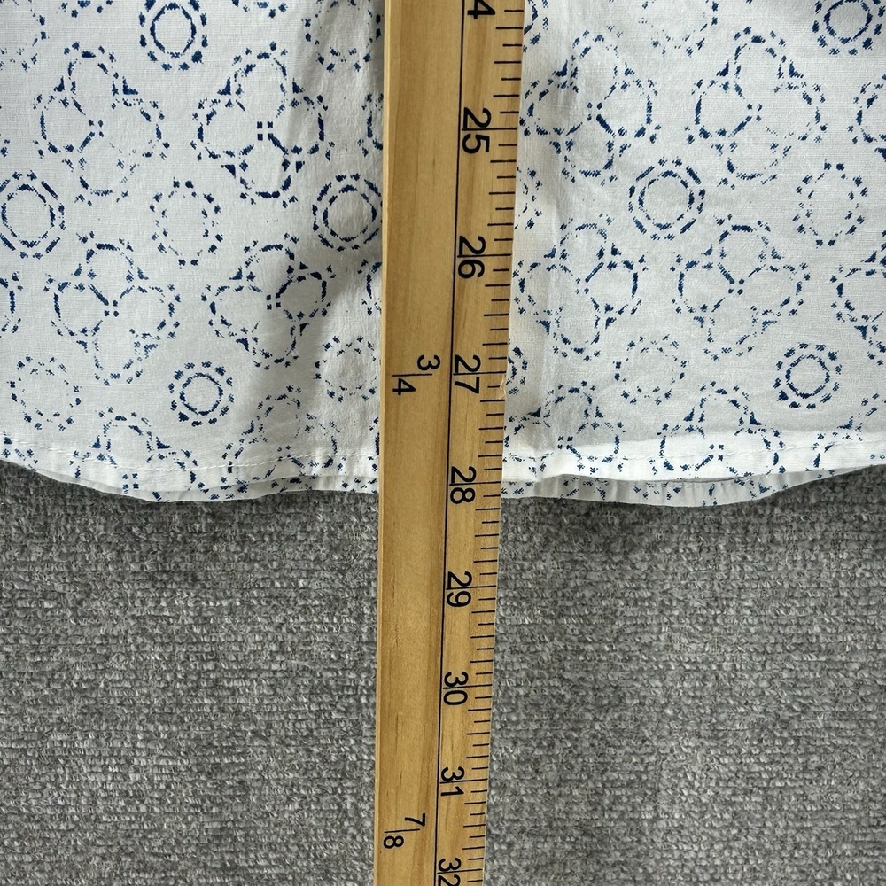 Robert Graham Shirt Men Size Small White Blue Geometric Flip Cuff Casual - Picture 9 of 11